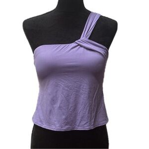 Vince Camuto One Shoulder Tankini Swim Top Lavender Built In Bra NWT Size Medium